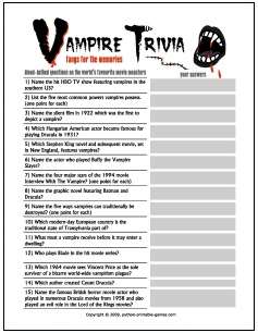 Halloween Games: Vampire Facts Trivia
